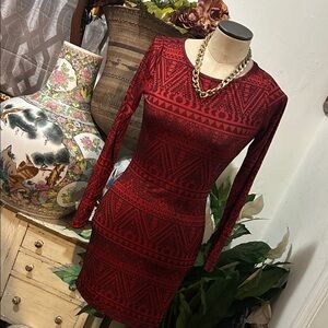 Elegant Red Patterned Dress